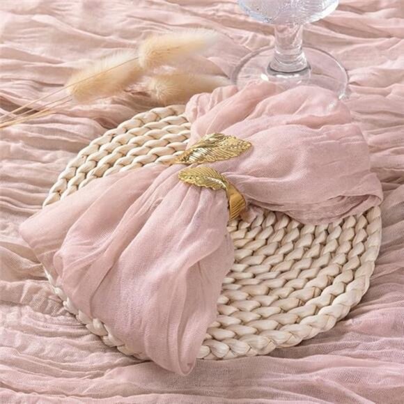 Cheesecloth Napkins Pink Easter Spring Napkins 24 Boho Washable Table Napkins - Picture 6 of 6